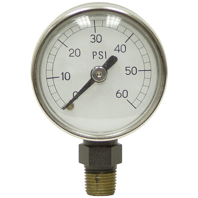 60 PSI Pressure 1.5" Dia. Dry Lower Mount 1/8" NPT Steel Gauge