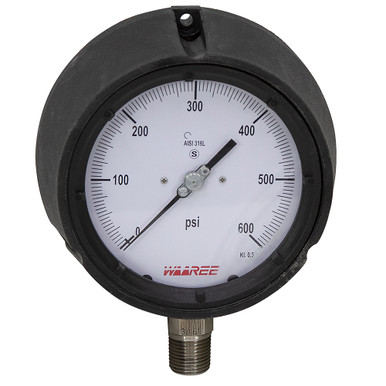 600 PSI Pressure5" Dia. Dry (Liquid Fillable) Panel Mount 1/2" NPT Plastic Gauge Waaree