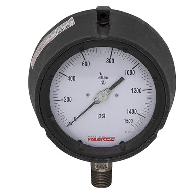 1500 PSI Pressure 5" Dia. Dry (Liquid Fillable) Panel Mount 1/2" NPT Plastic Gauge Waaree