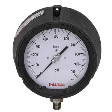 1000 PSI Pressure 5" Dia. Dry (Liquid Fillable) Panel Mount 1/2" NPT Plastic Gauge Waaree