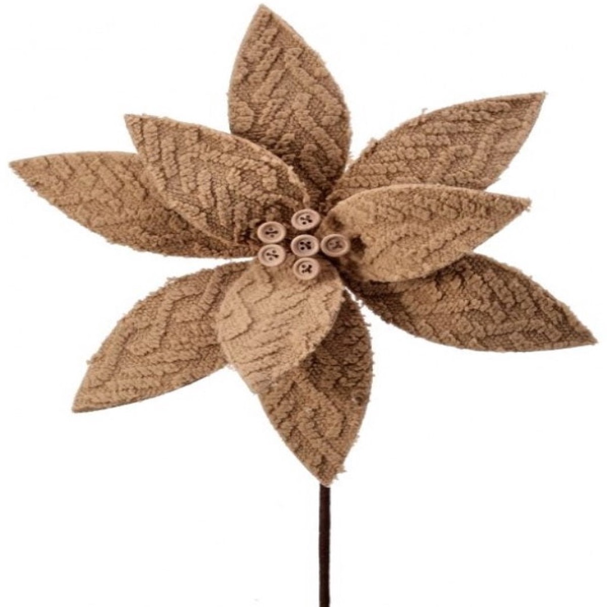 22" Tan Winter Chalet Poinsettia Stem with Buttons