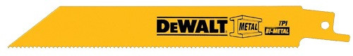 DeWalt Straight Back Bi-Metal Reciprocating Blade, 6" 18 TPI