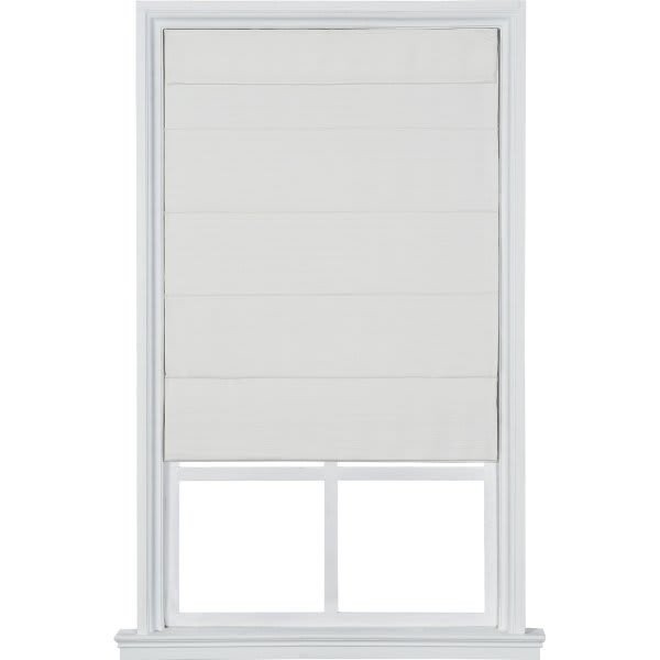 Home Basics Cordless Large Fold Textured Fabric Roman Shade 23" X 64" White