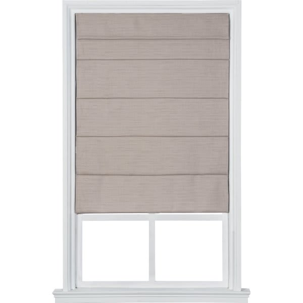 Home Basics Cordless Large Fold Textured Fabric Roman Shade 23" X 64" Khaki