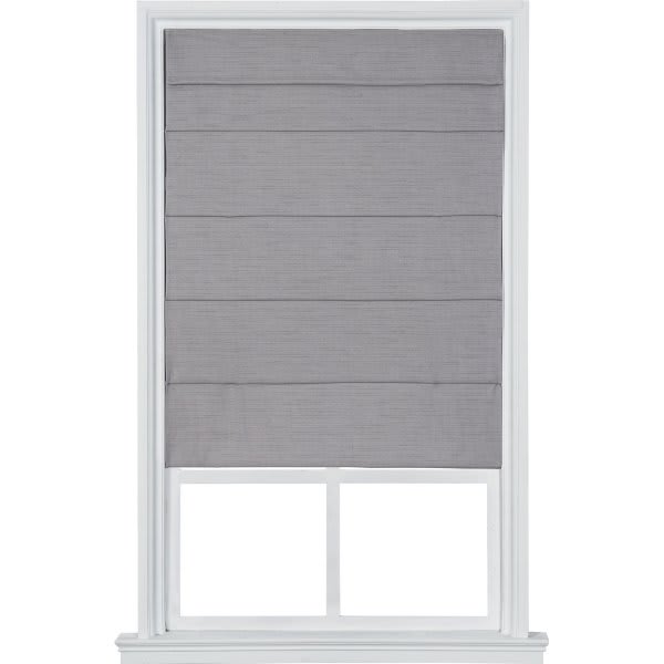 Home Basics Cordless Large Fold Textured Fabric Roman Shade 23" X 64" Gray