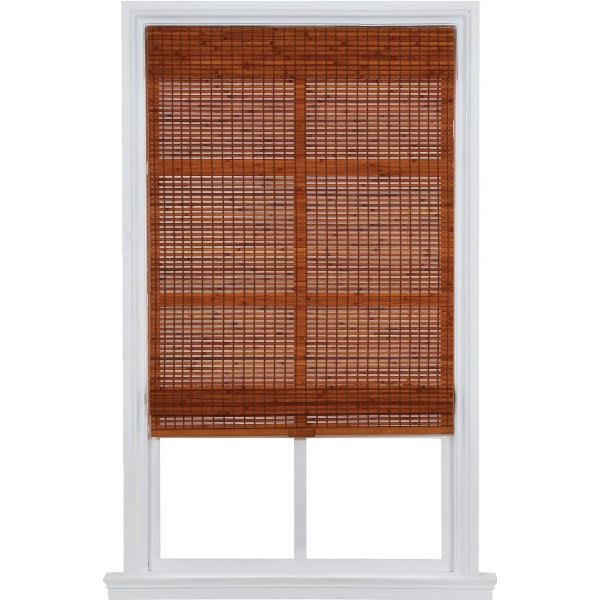 Home Basics Cordless Natural Woven Bamboo Roman Shade 23" X 64" Oak