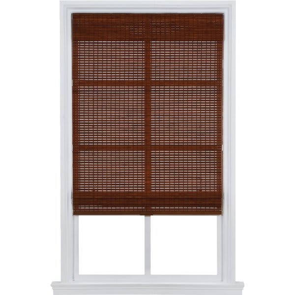 Home Basics Cordless Natural Woven Bamboo Roman Shade 23" X 64" Pecan