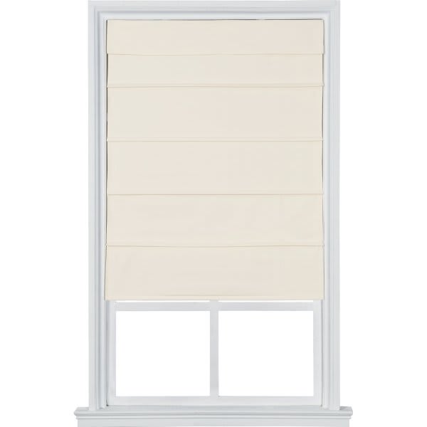 Home Basics Cordless Cotton Duck Thermal Roman Shade 35" X 64" Ivory