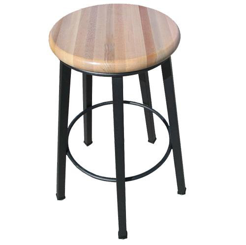 Wisconsin Bench 5-Legged Square Tube Stool, Fixed-Height, 24", Hardwood Seat