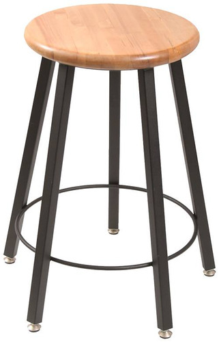 Wisconsin Bench 5-Legged Square Tube Stool, Fixed-Height, 18", Black Laminate Seat