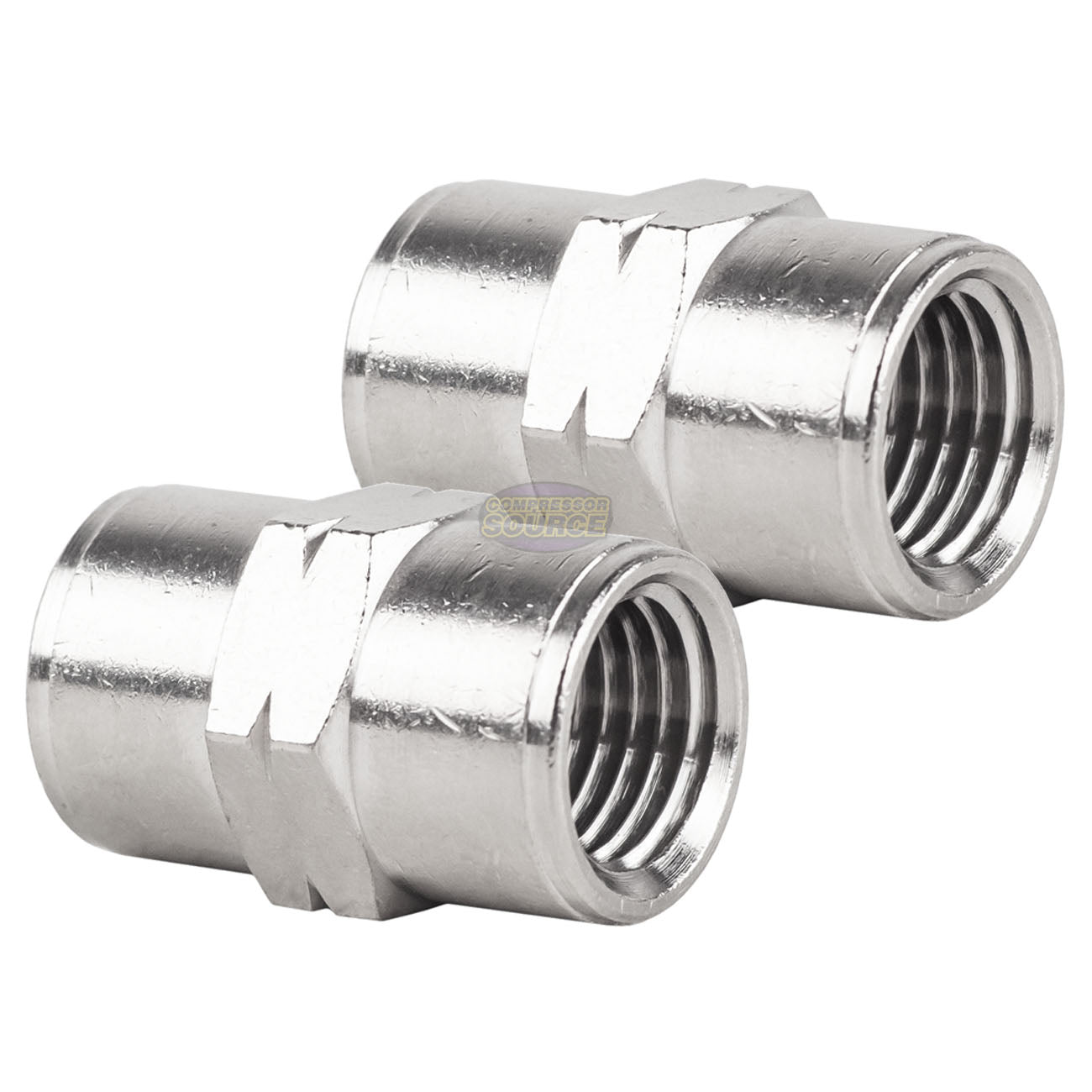 1/4" FNPT Nickel Plated Brass Pipe Unions Adapter Fitting Connector - 2 Pack
