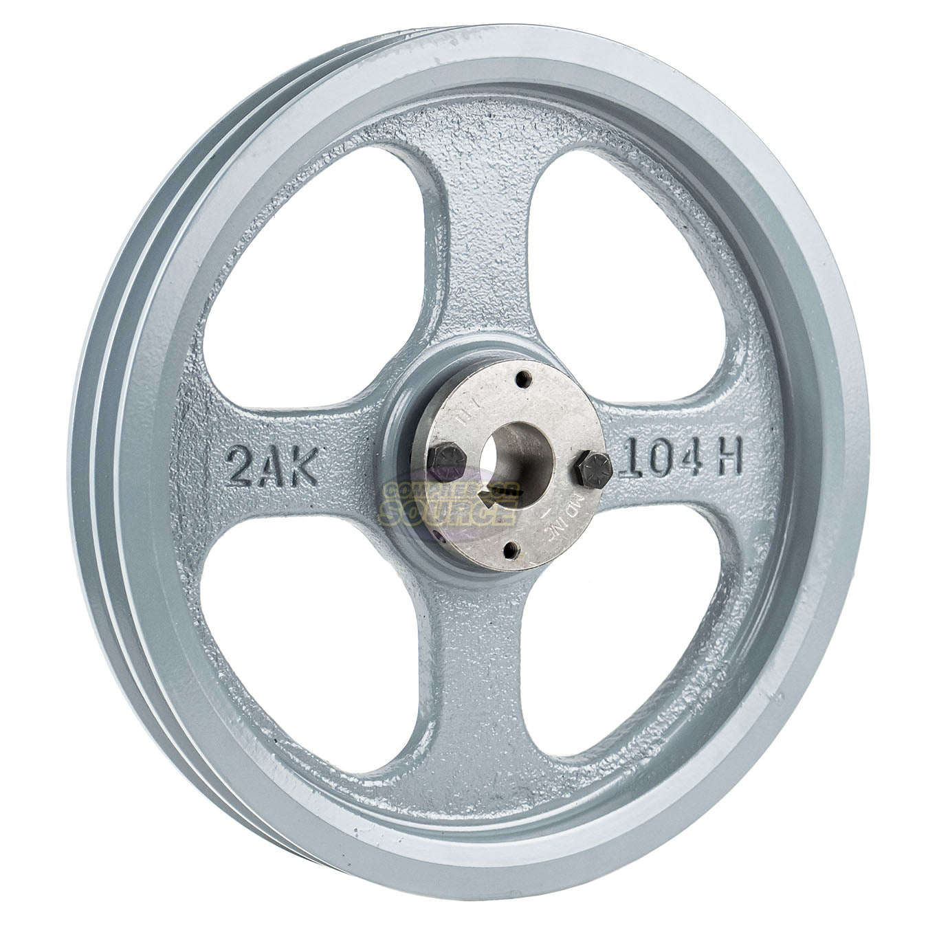 10.25" Double Groove A Section 4L Sheave with 1" H-Style Split Taper Bushing - 2AK104H
