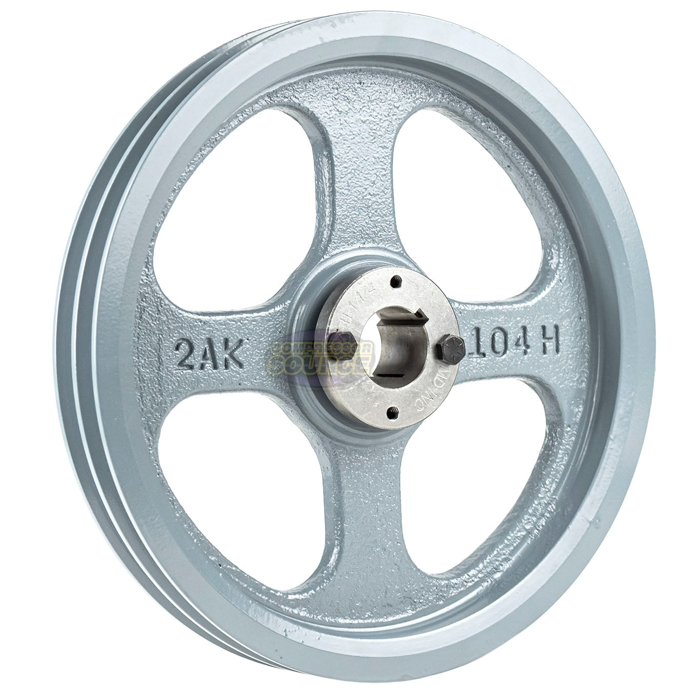 10.25" Double Groove A Section 4L Sheave with 1-1/4" (1.250") H-Style Split Taper Bushing - 2AK104H