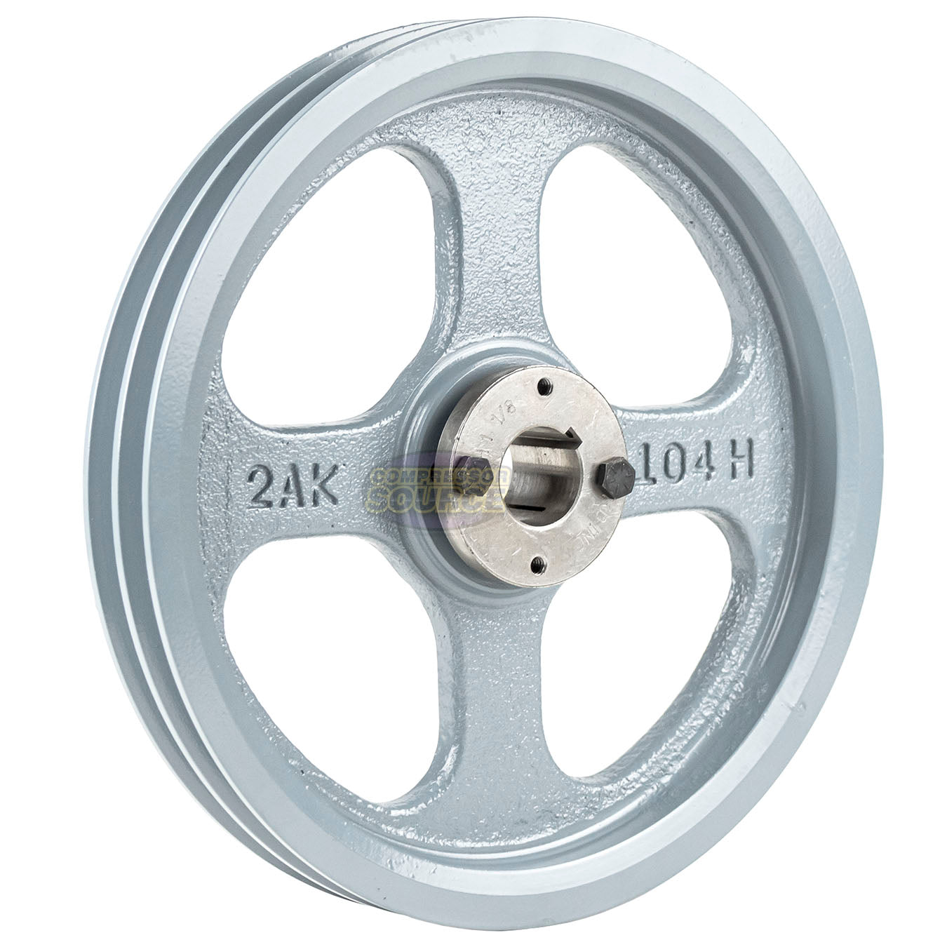 10.25" Double Groove A Section 4L Sheave with 1-1/8" (1.125") H-Style Split Taper Bushing - 2AK104H