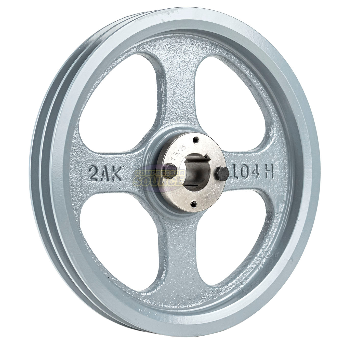 10.25" Double Groove A Section 4L Sheave with 1-3/16" (1.1875") H-Style Split Taper Bushing - 2AK104H
