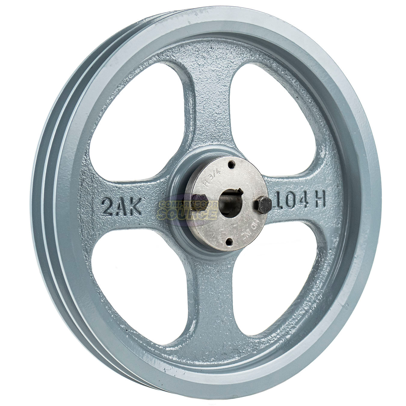 10.25" Double Groove A Section 4L Sheave with 3/4" (0.750") H-Style Split Taper Bushing - 2AK104H