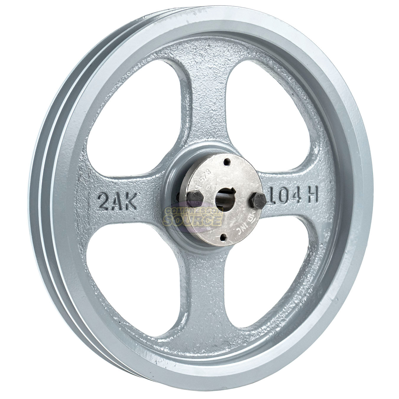 10.25" Double Groove A Section 4L Sheave with 5/8" (0.625") H-Style Split Taper Bushing - 2AK104H