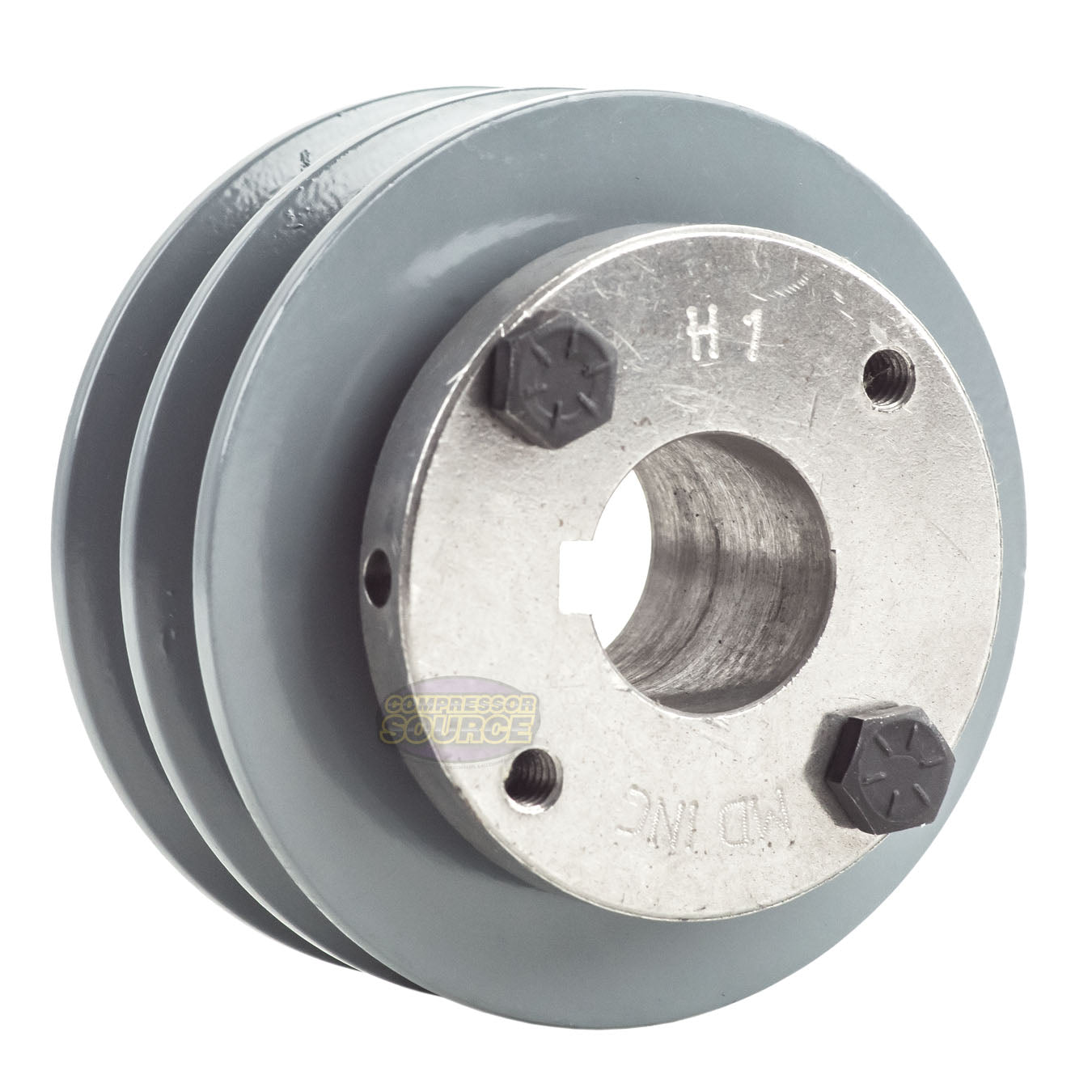 3.5" Double Groove A Section 4L Sheave with 1" H-Style Split Taper Bushing - 2AK34H