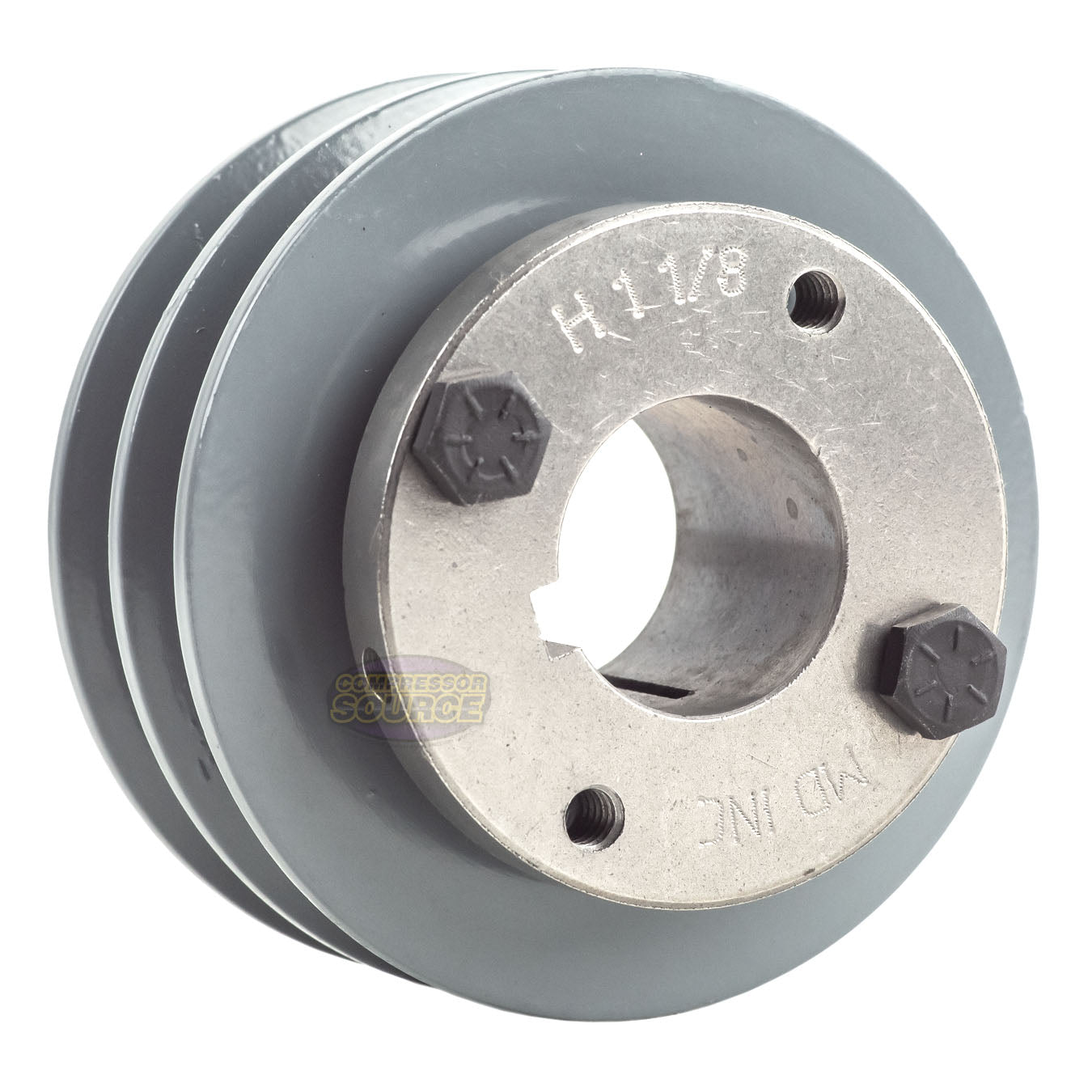 3.5" Double Groove A Section 4L Sheave with 1-1/8" (1.125") H-Style Split Taper Bushing - 2AK34H