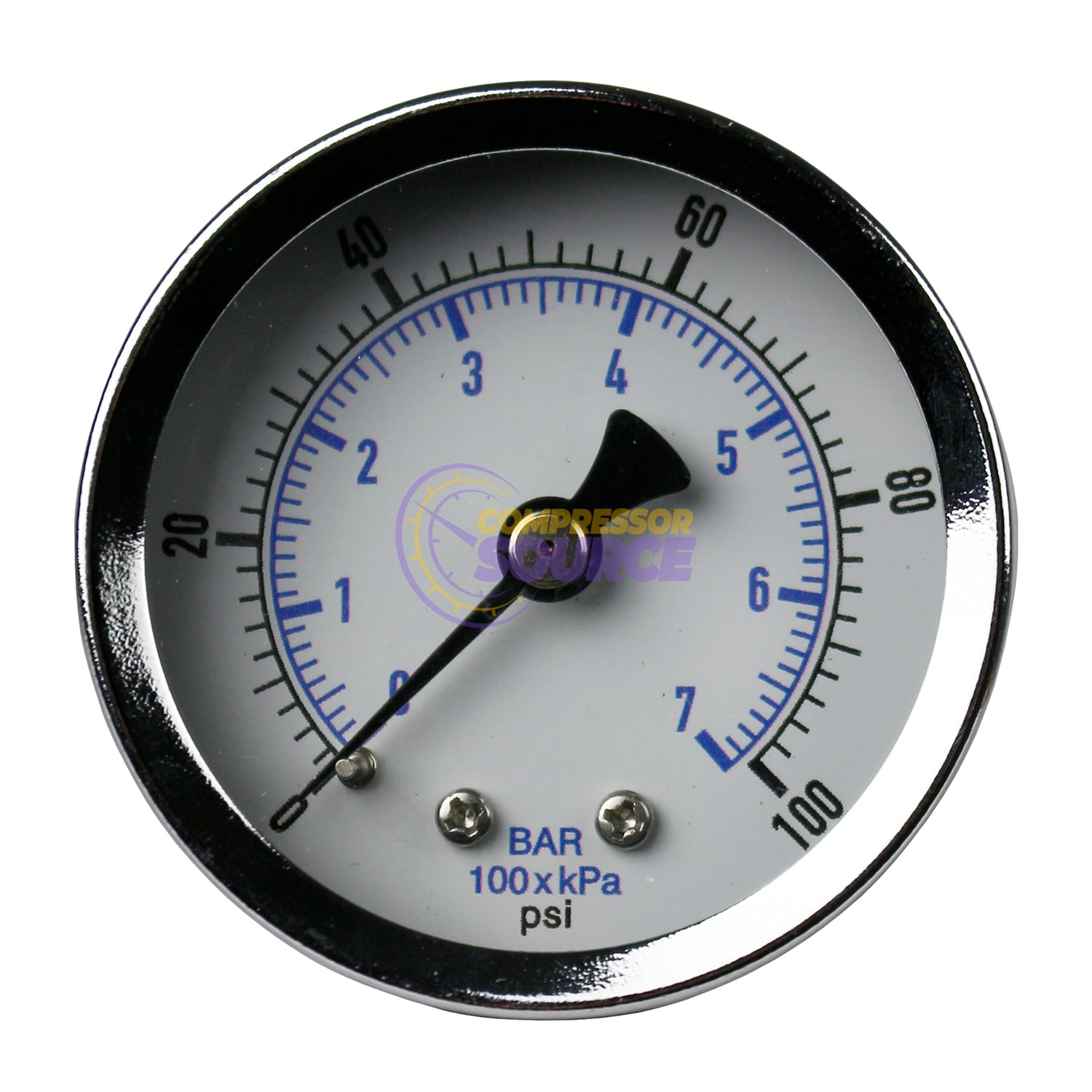 1/4" 100 PSI Compressed Air Pressure Gauge 2" Face Back Mount 2B100-Gauge