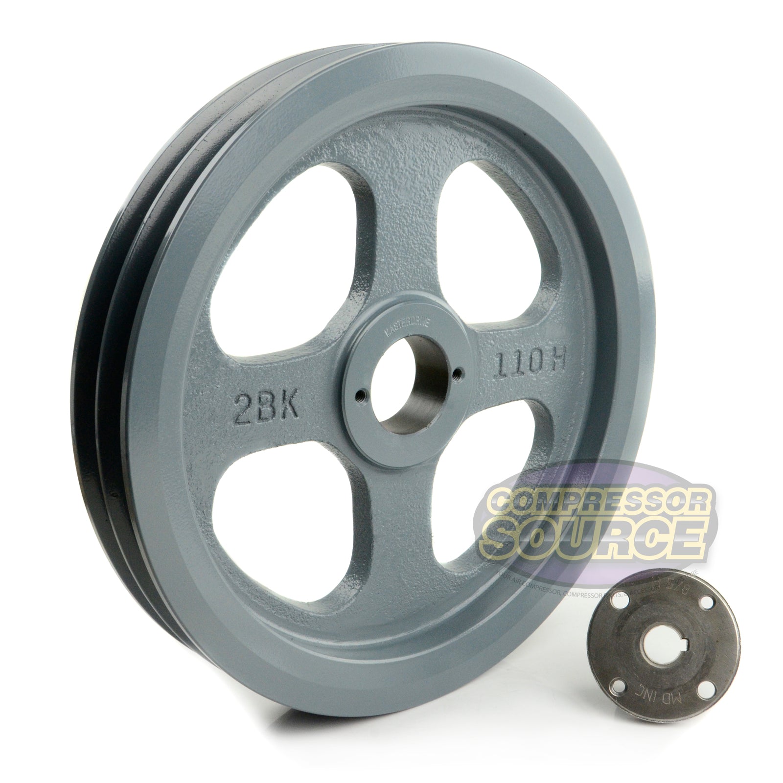 10.75" Double Groove B Section 5L Sheave with 5/8" (0.625") H-Style Split Taper Bushing - 2BK110H