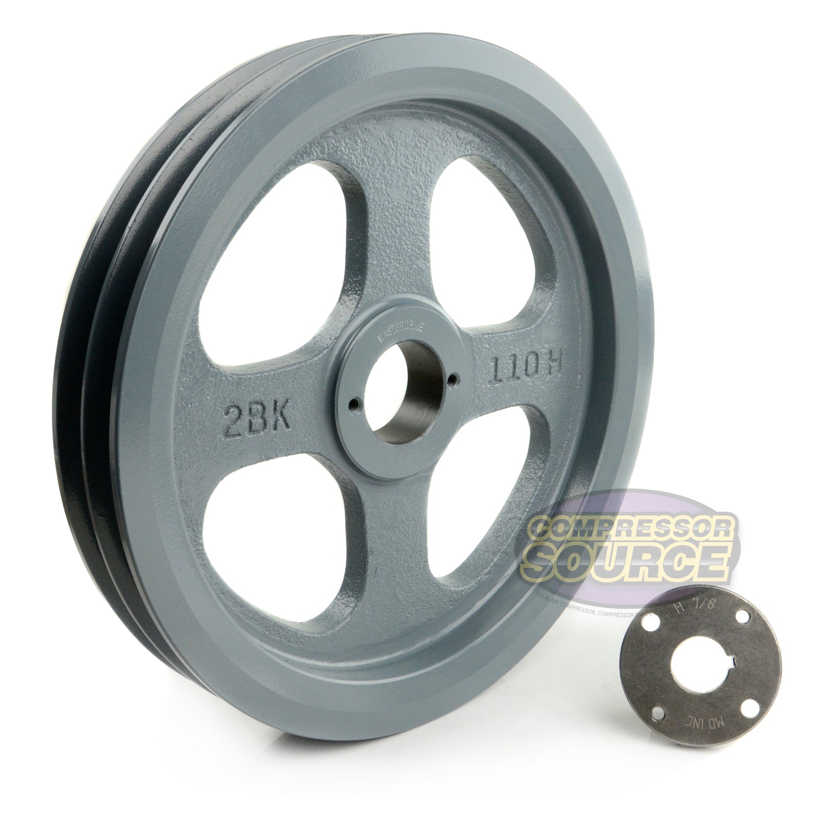 10.75" Double Groove B Section 5L Sheave with 7/8" (0.875") H-Style Split Taper Bushing - 2BK110H