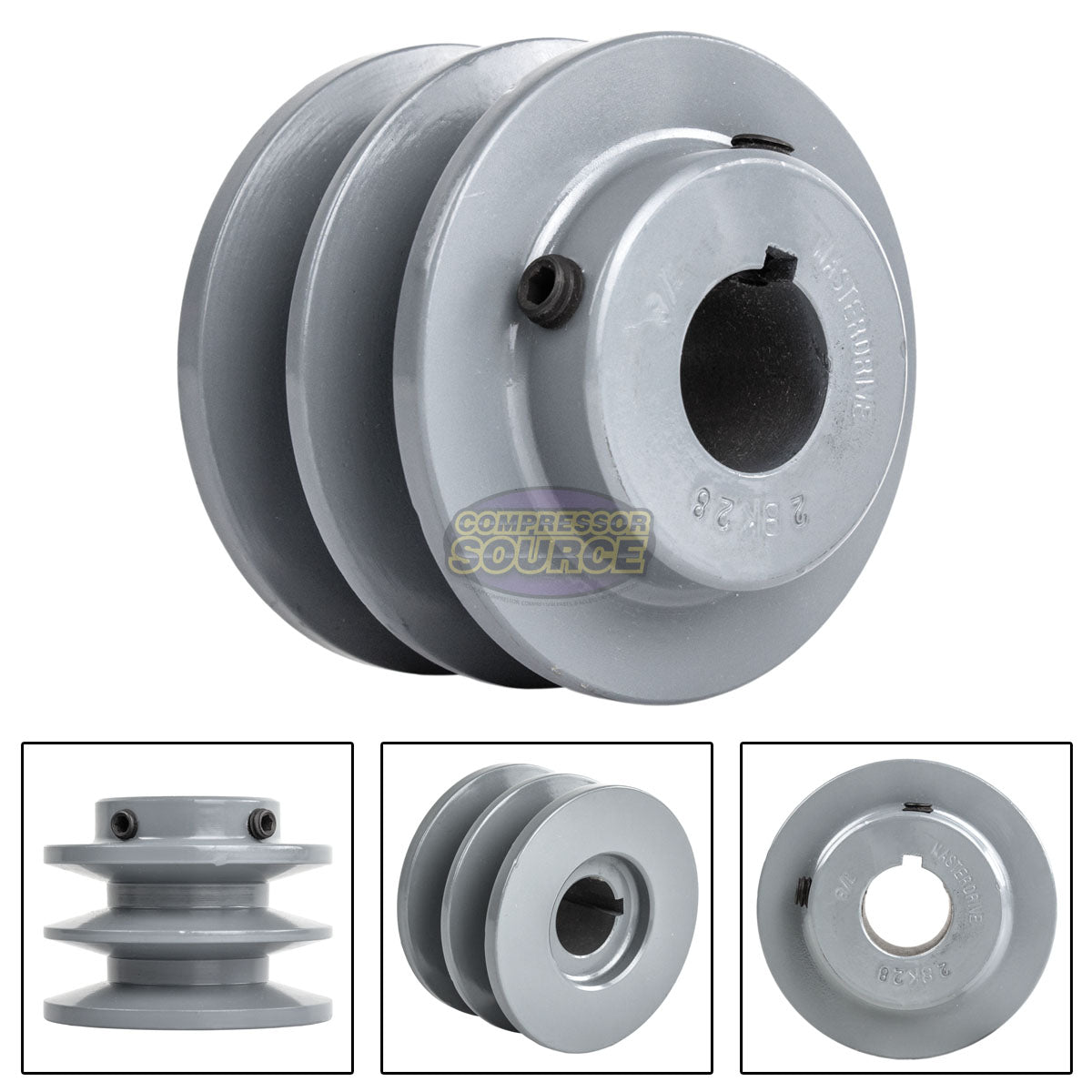 3" Double Groove B Section 5L Sheave with 7/8" (0.875") Keyed Bore - 2BK28