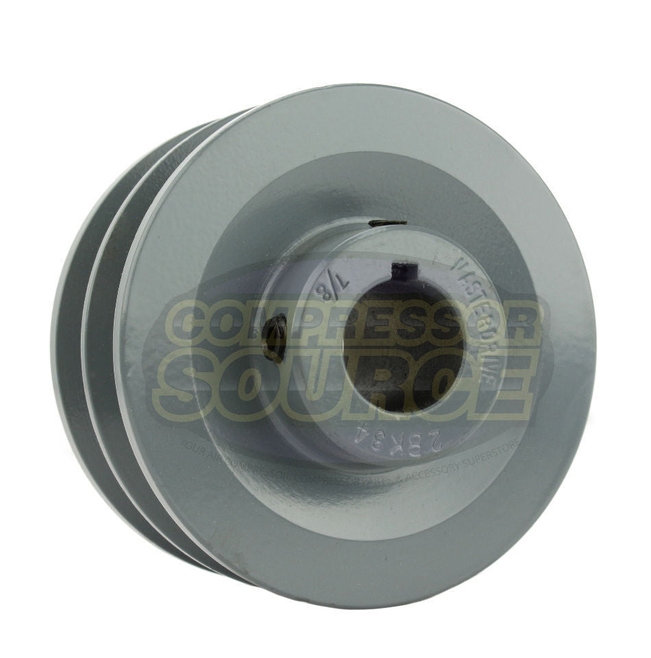 3.5" Double Groove B Section 5L Sheave with 7/8" (0.875") Keyed Bore - 2BK34