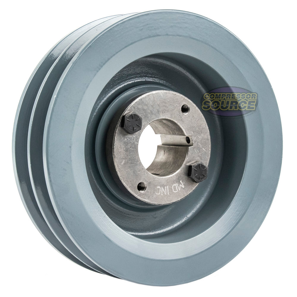 6" Double Groove B Section 5L Sheave with 1-3/8" (1.375") H-Style Split Taper Bushing - 2BK62H