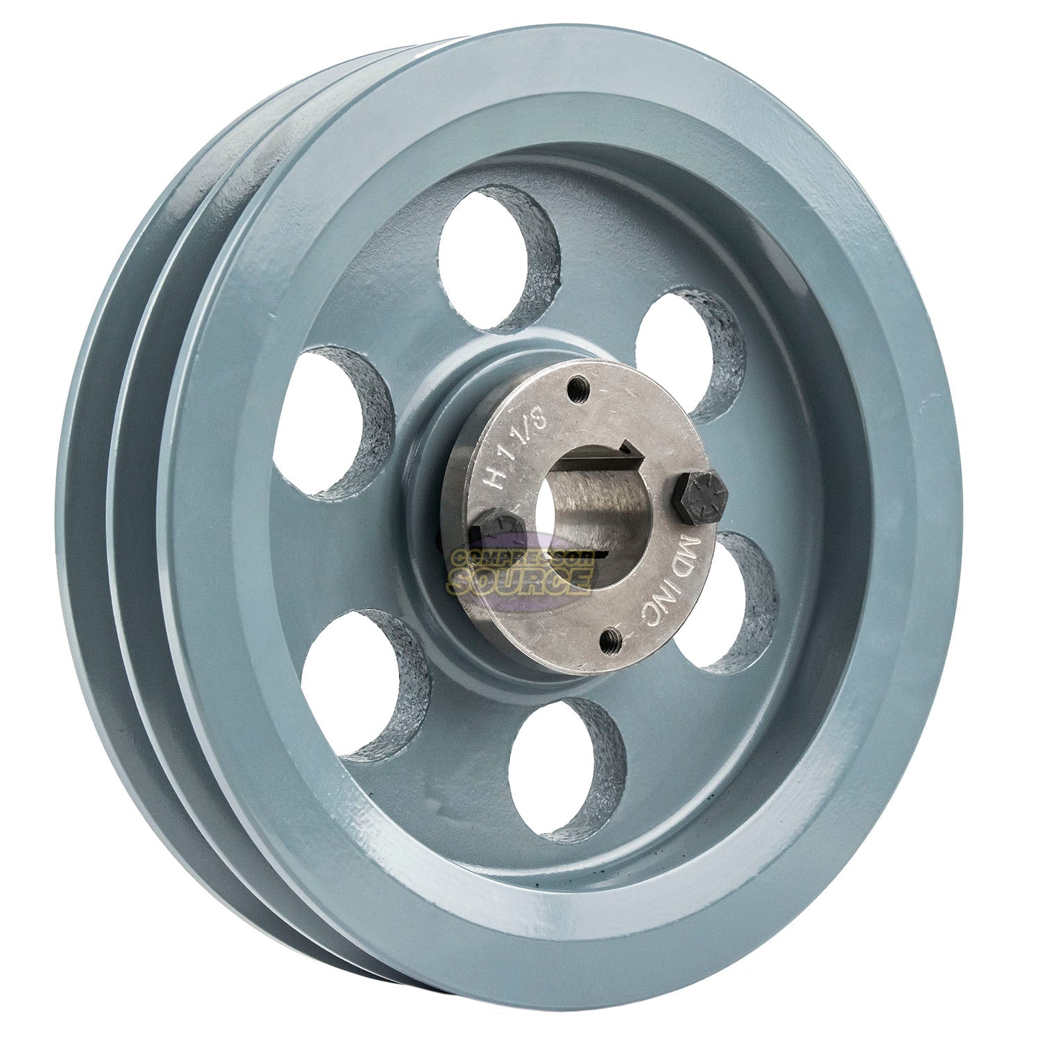 7.75" Double Groove B Section 5L Sheave with 1-1/8" (1.125") H-Style Split Taper Bushing - 2BK80H