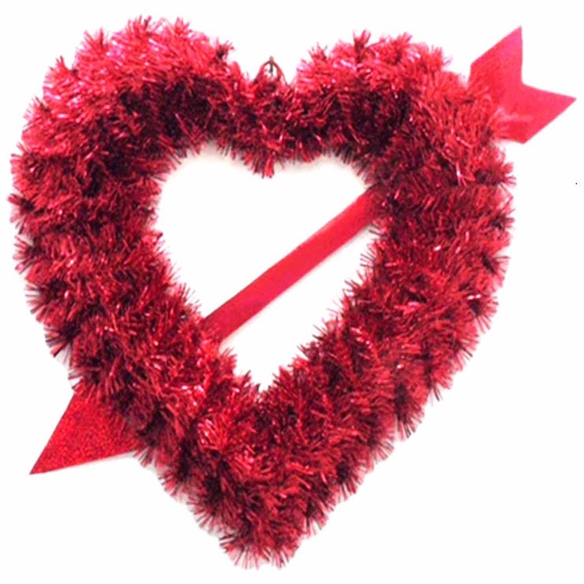 2D Tinsel Valentine's Day Heart with Cupid's Arrow Holiday Decoration