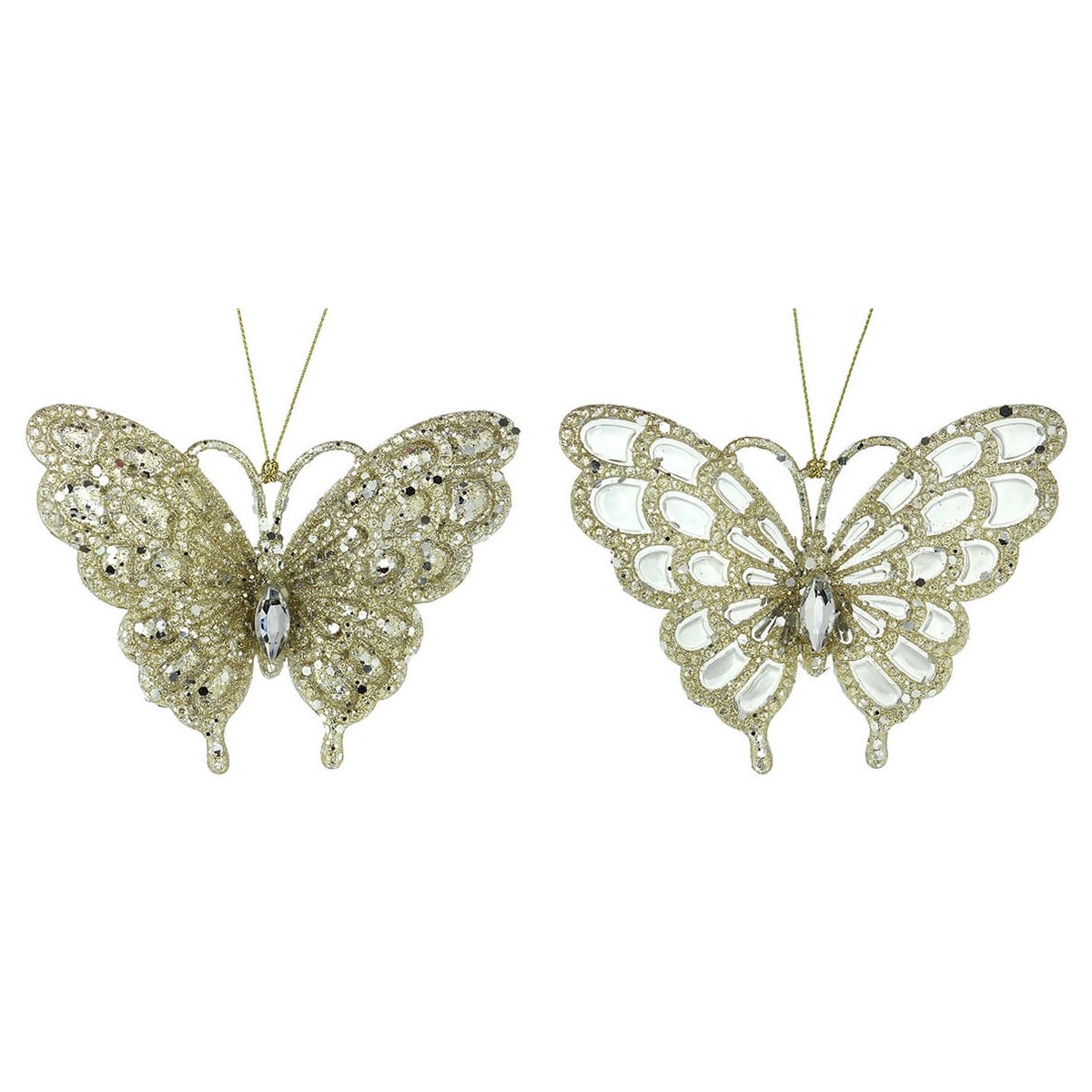 3.12" Acrylic Platinum Glitter Butterfly Ornament