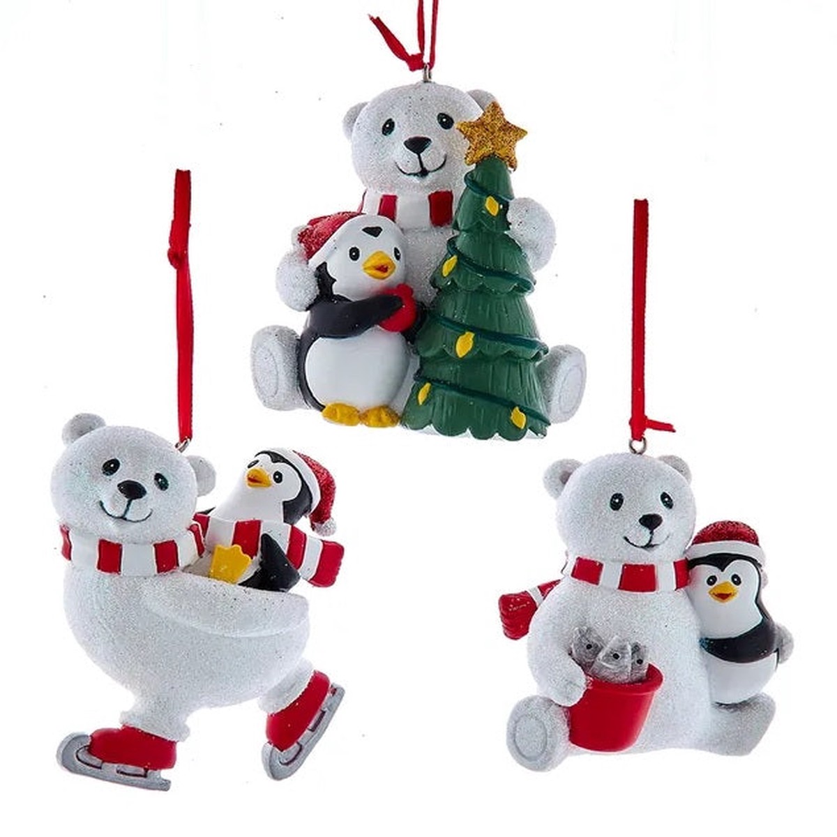 3.5" Polar Bear With Penguin Ornament
