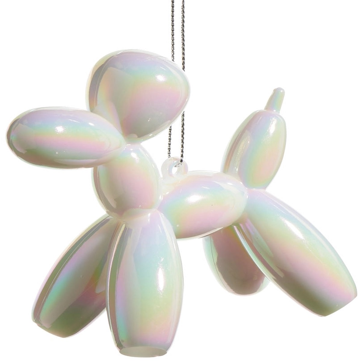 3.75" White Iridescent Balloon Dog Ornament