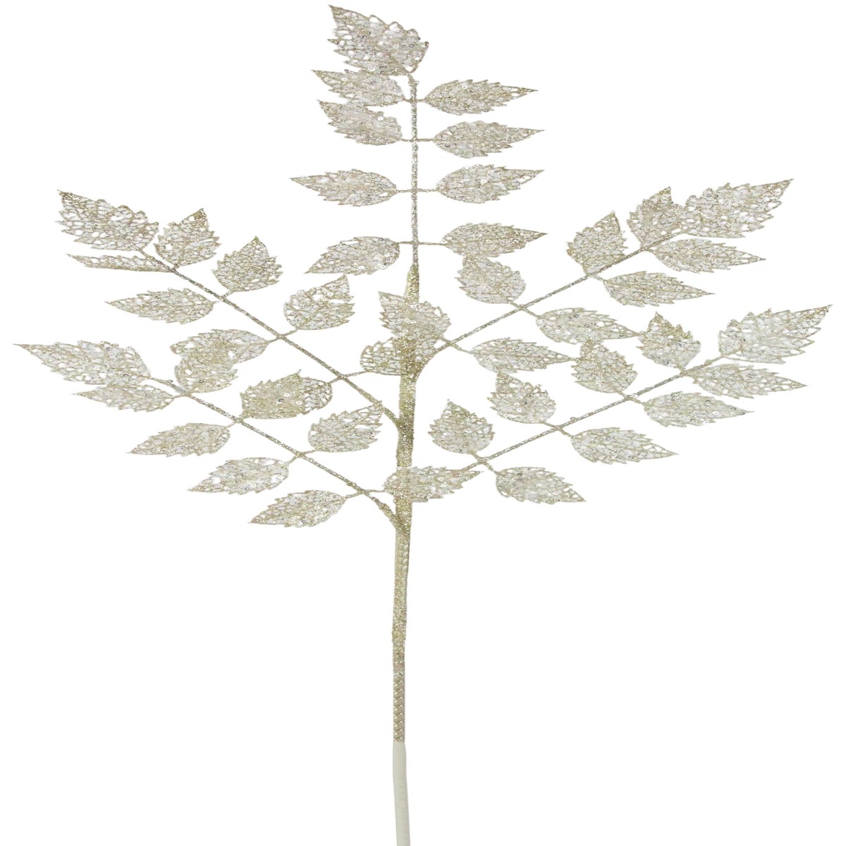30" Light Gold Glitter Rose Leaf Spray