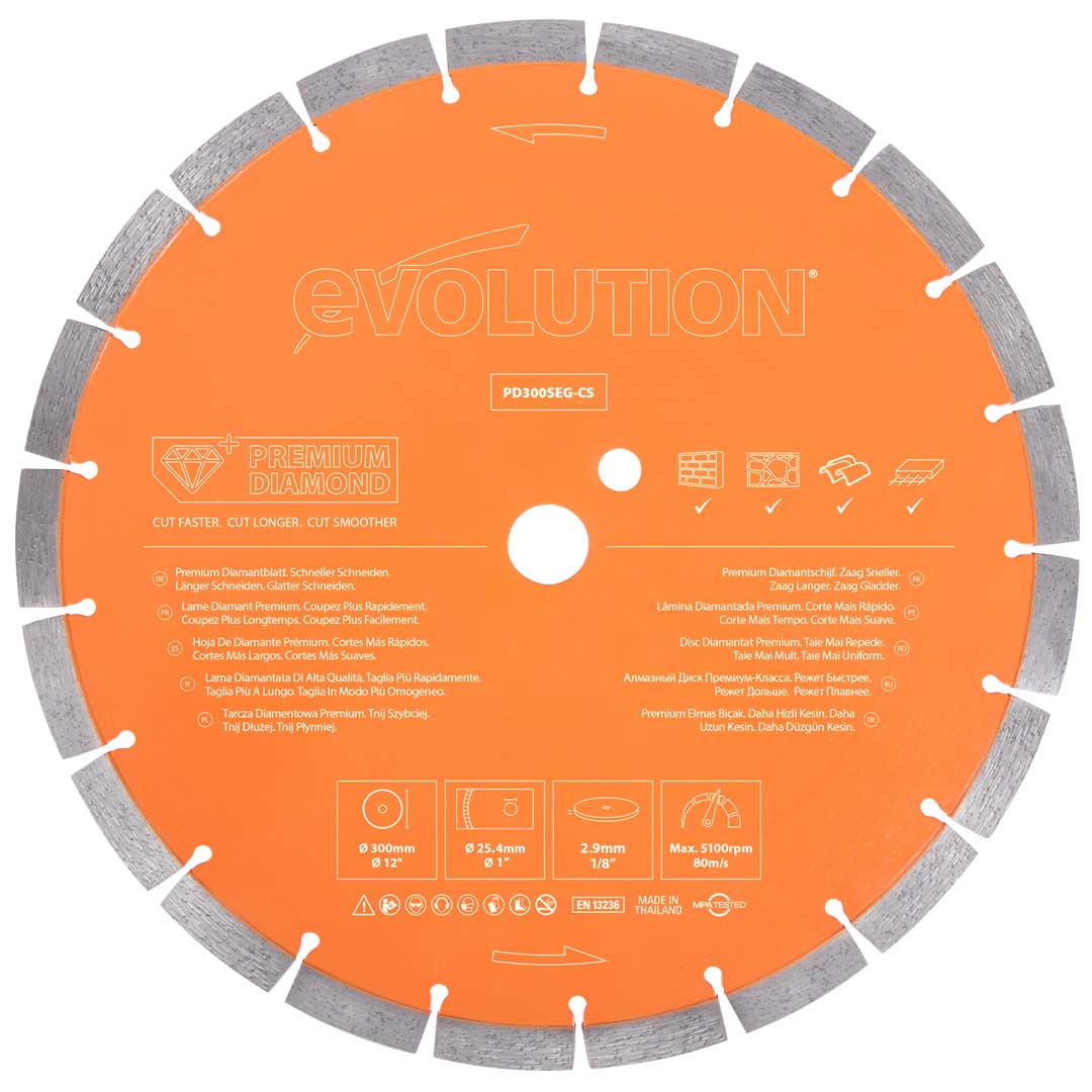 Evolution PD300SEG-CS2 | 12 in. | 1 in. Arbor | High Diamond Concentration | Segmented Premium Diamond Blade