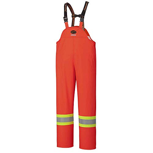 Pioneer Waterproof FR Chemical Resistant Strech Overall Bib Work Pants, Lightweight, Orange, V3520250