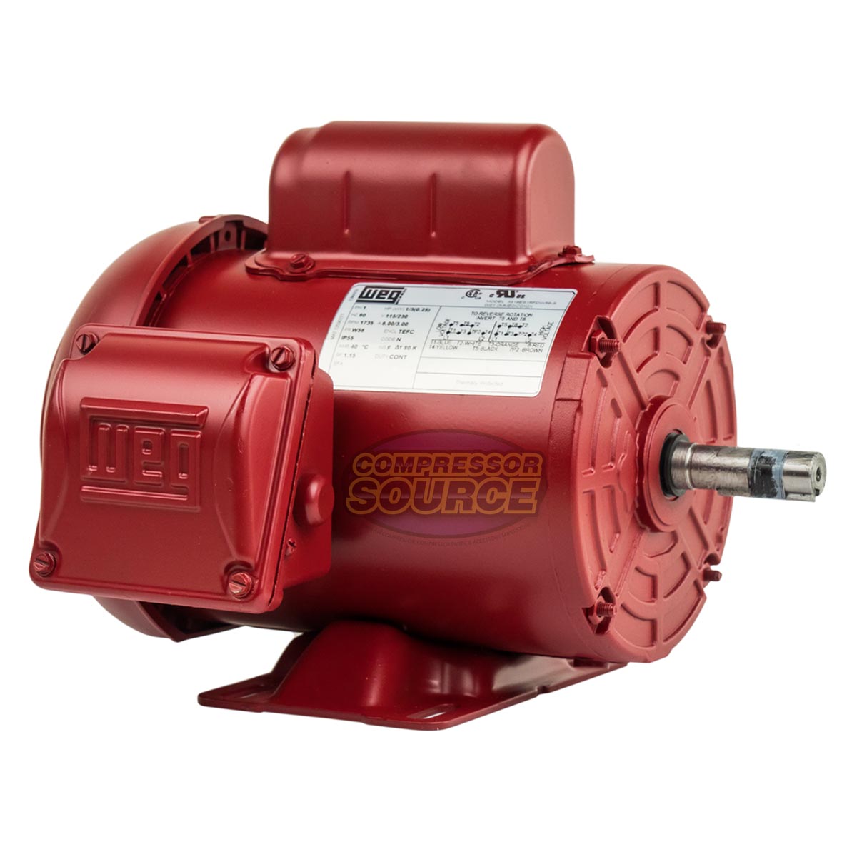 WEG 1/3 HP 1 Phase Farm Duty Electric Motor 1735 RPM W56 Frame 115-230V TEFC .3318ES1RFDW56-S