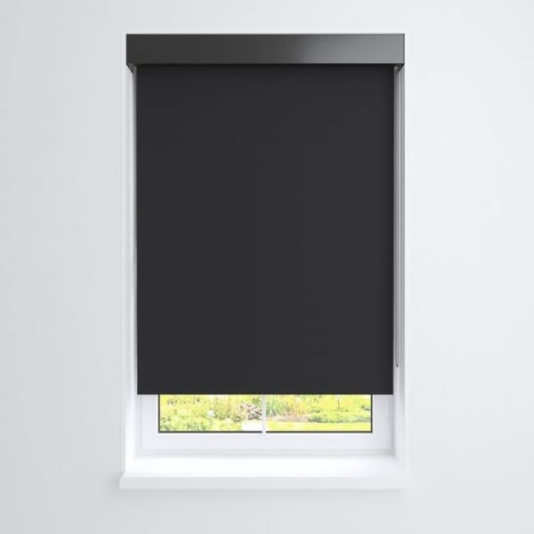 Threadwell Manual Roller Shade For Windows 12"-24"W X 60"H Blackout Black