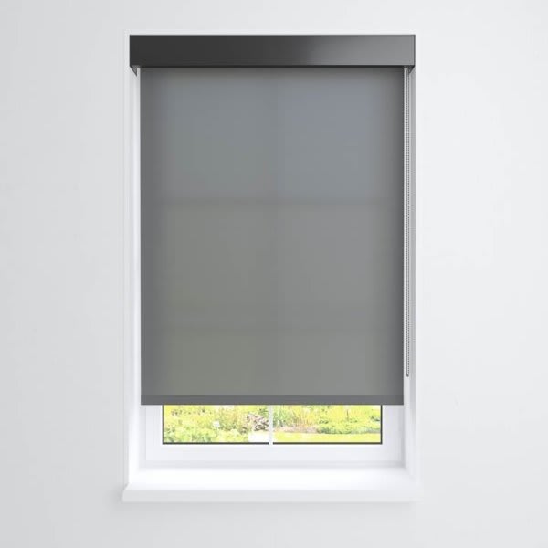 Threadwell Manual Roller Shade For Windows 12"-24"W X 60"H 1% Charcoal Iron Grey