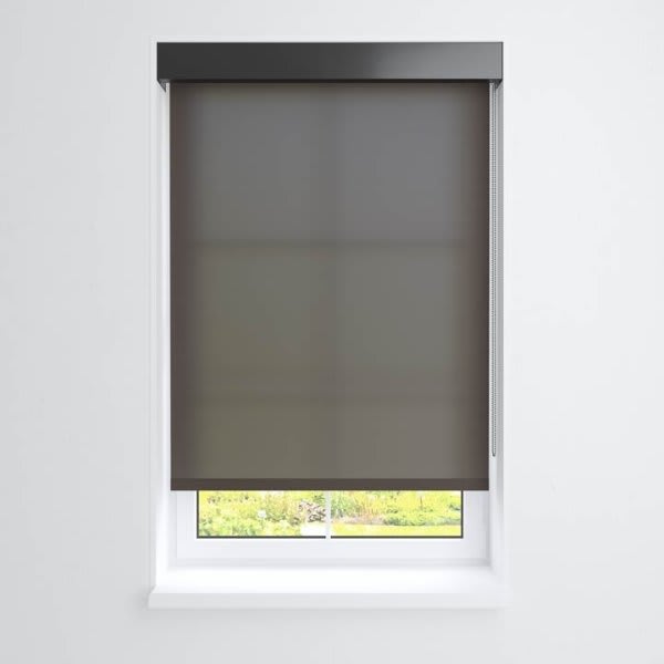 Threadwell Manual Roller Shade For Windows 12"-24"W X 60"H 1% Charcoal Dark Bronze