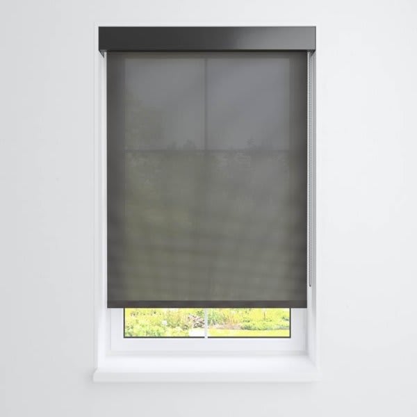 Threadwell Manual Roller Shade For Windows 12"-24"W X 60"H 5% Charcoal Dark Bronze