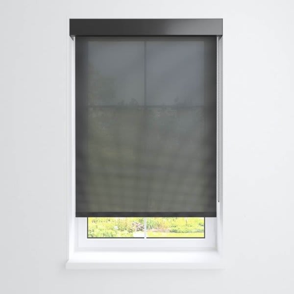 Threadwell Manual Roller Shade For Windows 12"-24"W X 60"H 5% Ebony