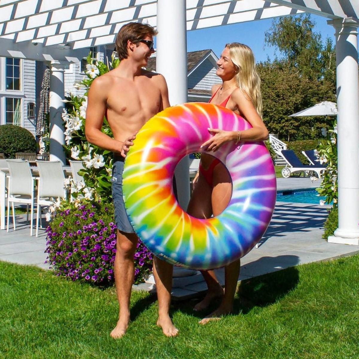 36.5" Spiral Tie Dye Swim Ring from Swimline