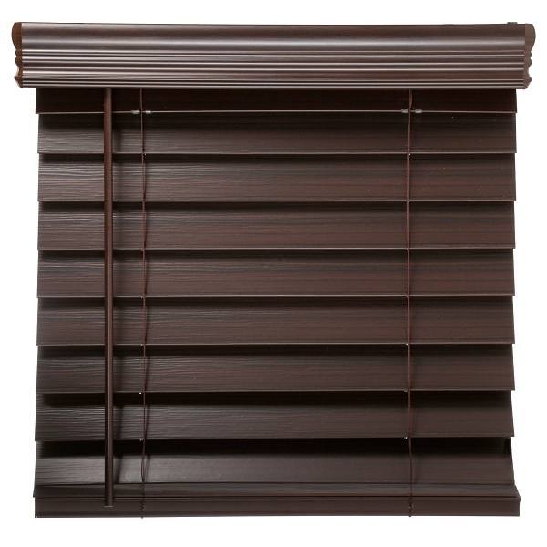 Champion 2.5 In. Embossed Faux Wood 60 In. X 64 In. Room Darkening Blind, Dark Walnut