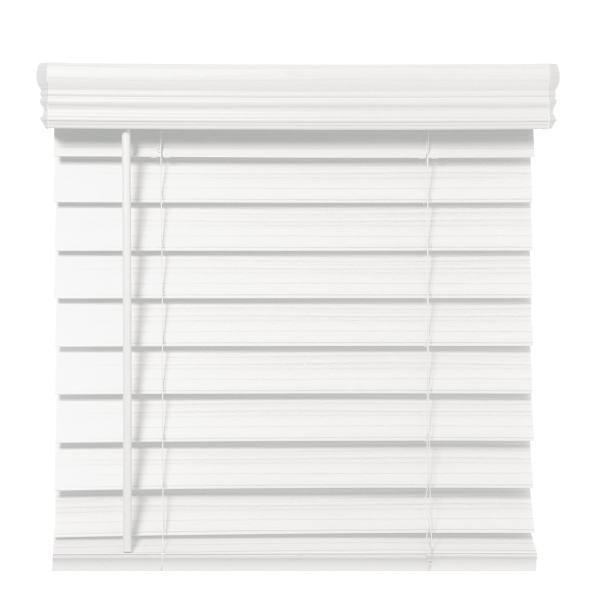 Champion 2.5 In. Embossed Faux Wood 48 In. X 64 In. Room Darkening Blind, White