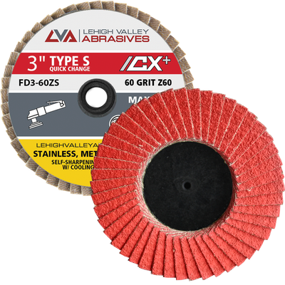 3"Quick Change Flap Discs | Type S | 80 Grit Ceramic | LVA FD3-80CS
