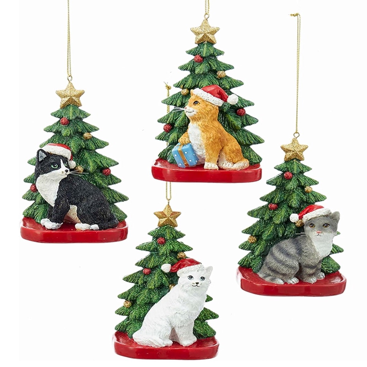 4.25" Cat with Christmas Tree Ornament for Personalization