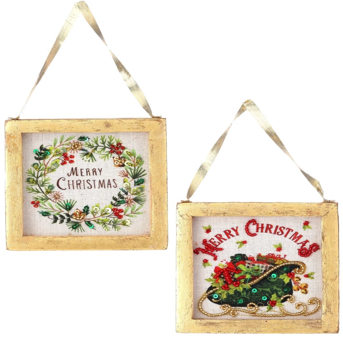 4" Embroidered Christmas Box Ornament