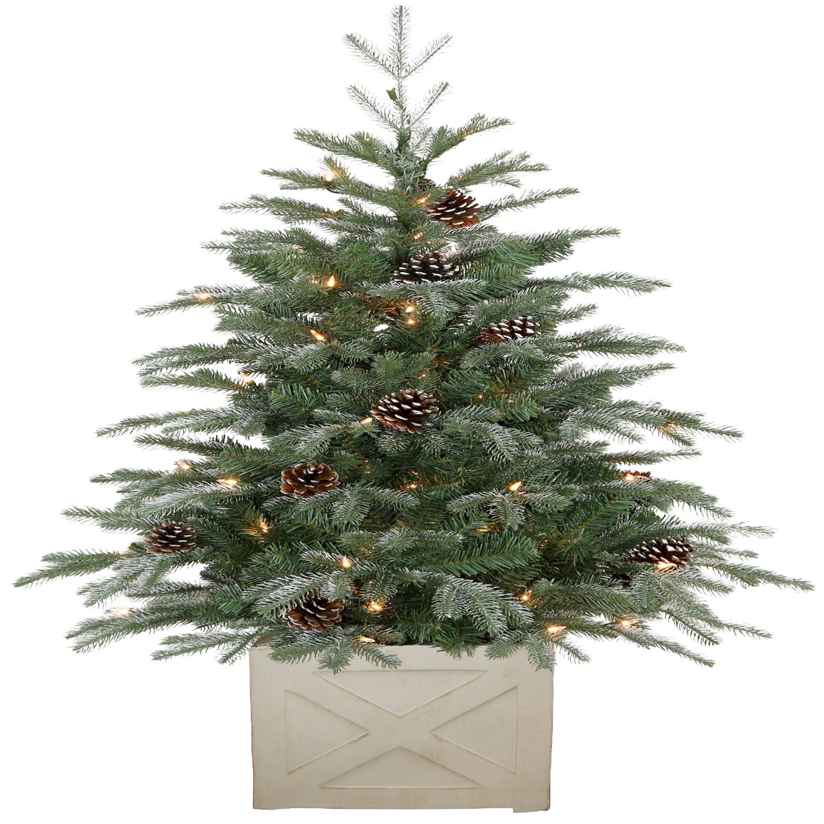 4' Snowy Devon Pre-Lit Potted Fir Tree with Pine Cones
